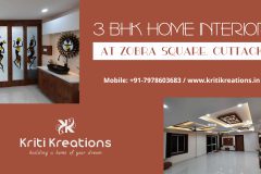 3 BHK Home Interior at Zobra Square, Cuttack